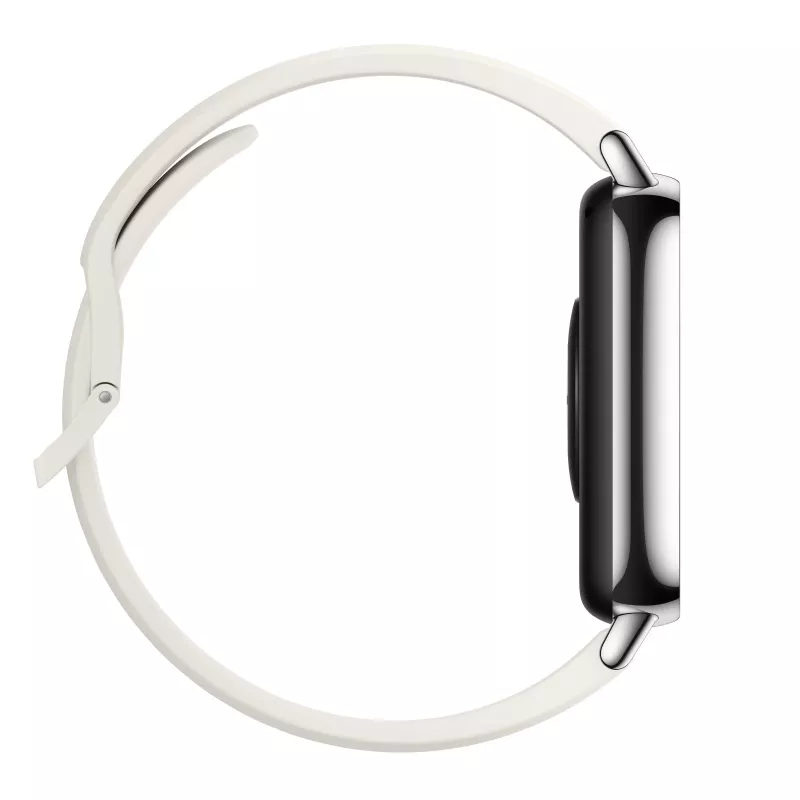 Išmanusis laikrodis Xiaomi Redmi Watch 5 Lite — 1,96 colio AMOLED ekranas, GPS, 470 mAh baterija, auksinis korpusas, baltas TPU dirželis