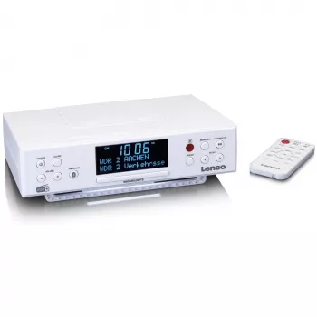 Lenco KCR-190WH virtuvės radijas po spintelėmis su PLL FM, DAB+ ir Bluetooth, baltos spalvos