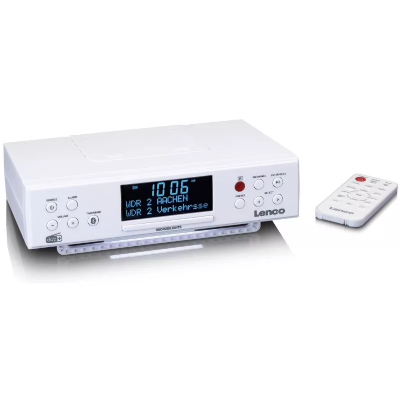Lenco KCR-190WH virtuvės radijas po spintelėmis su PLL FM, DAB+ ir Bluetooth, baltos spalvos