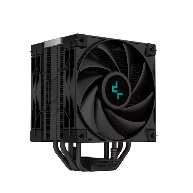 Oro aušintuvas DeepCool AK400 ZERO DARK PLUS — 120 mm FDB ventiliatorius, 4 šilumos vamzdeliai 6 mm, skirtas LGA 1700/AM4/AM5, aukštis 155 mm, juodas