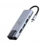 Gembird A-CM-COMBO5-04 dokas nešiojamam kompiuteriui – USB 3.2 Gen 1 Type-C, 5 Gbit/s, PD 87 W, HDMI, Ethernet, USB-A