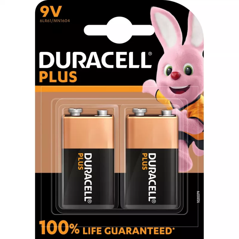 Baterijos Duracell Plus 9V (MN1604) — 2 vnt. pakuotė