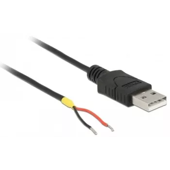 Delock laidas USB2.0 Type-A kištukas > 2 atviri laidų galai - 1,5 m - juodas (85664)