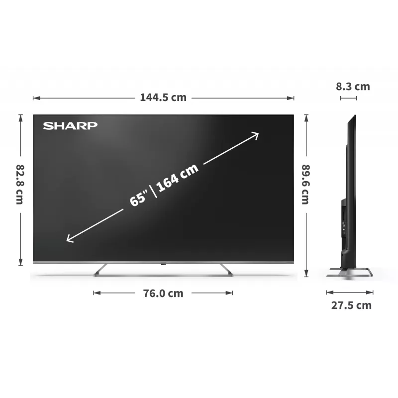 Sharp 4K Ultra HD QLED MiniLED televizorius | 65JP7265E | 55 colio | Smart TV | Google TV | UHD