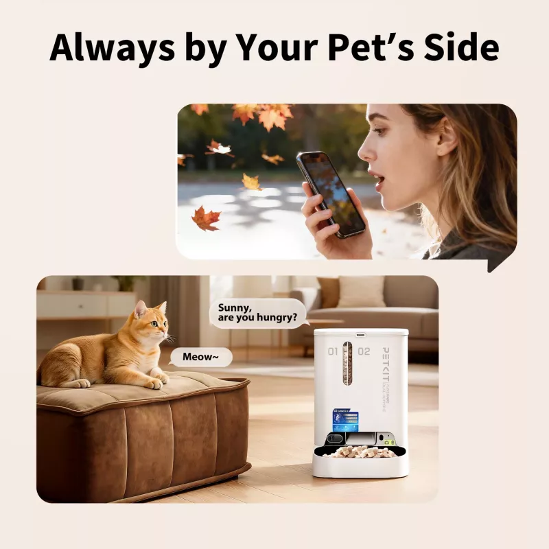 Automatinis šėrimo aparatas PETKIT YumShare Dual-hopper 2 su kamera, 5 L talpa, ABS ir 304 nerūdijančio plieno, baltas