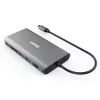 UNITEK uHUB O8+ laidinis USB 3.2 Gen 1 Type-C lizdas pilkas 100W Power Delivery
