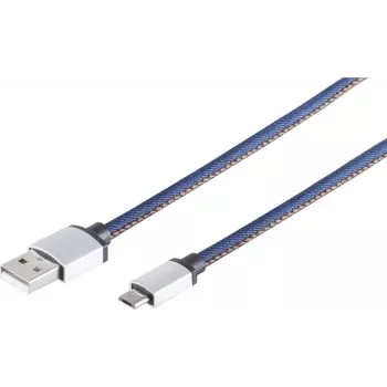 USB kabelis S/CONN 14-50029 2m USB A Micro-USB B Mėlynas