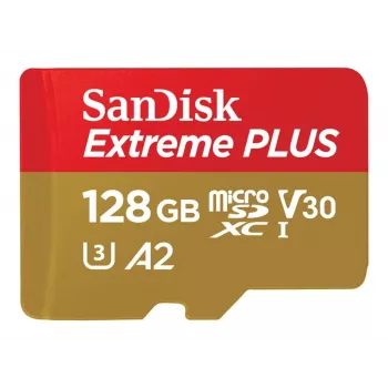 Western Digital Extreme Plus microSDXC 128GB + SD adapteris 200MB/s 90MB/s A2 C10 V3 (SDSQXBD-128G-GN6MA)
