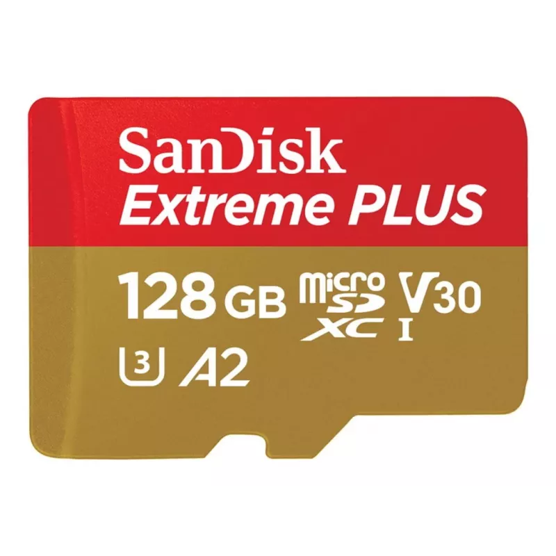 Western Digital Extreme Plus microSDXC 128GB + SD adapteris 200MB/s 90MB/s A2 C10 V3 (SDSQXBD-128G-GN6MA)