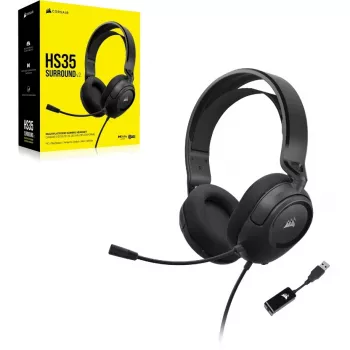 CORSAIR HS35 SURROUND v2 Daugiaplatformė žaidimų ausinė „Carbon“