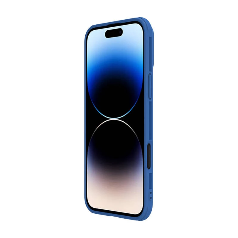 Apsauginis dėklas Nillkin CamShield Pro, skirtas iPhone 16 Pro Max, mėlynas, su slankiojančiu fotoaparato dangteliu