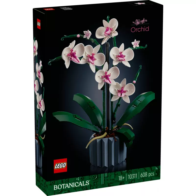 LEGO 10311 Icons Orchidėja – Dirbtinių Gėlių Konstruktorius Suaugusiems, Namų Dekoro Aksesuaras, Botaninė Kolekcija, Dovana Žmonai ar Vyrui