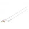 DIGITUS - Žaibolaidinis kabelis - Lightning (M) į USB (M) - 1,0 m - Dviguba izoliacija - Baltas - Lietas - Apple iPad/iPhone/iPod (Lightning) (DB-600106-010-W)
