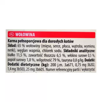 Šlapias kačių ėdalas Animonda Carny skardinė 200 g – jautiena, be grūdų, be glitimo, suaugusioms katėms, tinka alergijai