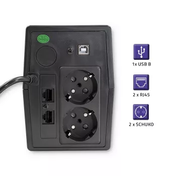 Qoltec Monolith UPS Double-conversion Online 0.65 kVA 360 W 2 AC lizdai
