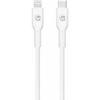 Manhattan USB-C į Lightning laidas, Charge & Sync, 1 m, baltas, Apple iPhone/iPad/iPod, vyriškas į vyrišką, MFi sertifikuotas, 480 Mbps (USB 2.0), greitasis USB, viso gyvenimo garantija