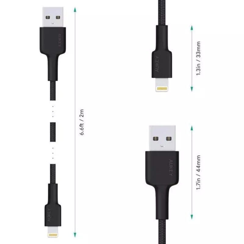 Lightning laidas AUKEY CB-AL05 1m Juodas