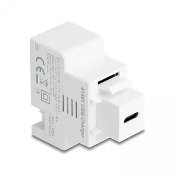 DELOCK Keystone modulis su USB-C PD 20W įkrovimo lizdu, baltas