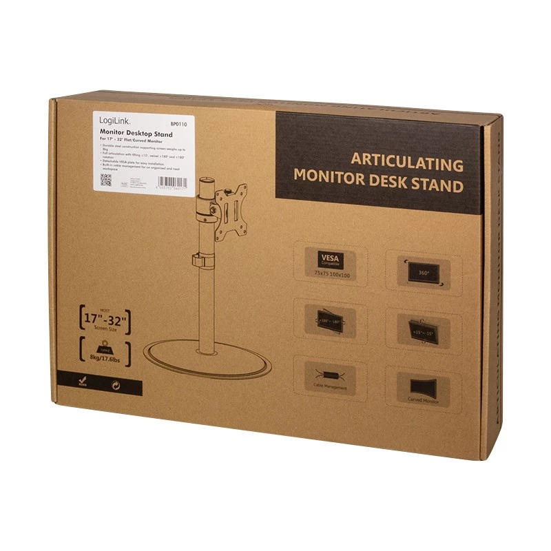 Monitorio stovas LogiLink BP0110 81,3 cm (32 col.) stalinis juodas