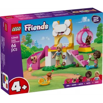 Konstruktorius LEGO Friends Šuniukų žaidimų aikštelė 42665, 66 detalės, 2 minifigūrėlės, nuo 4 metų