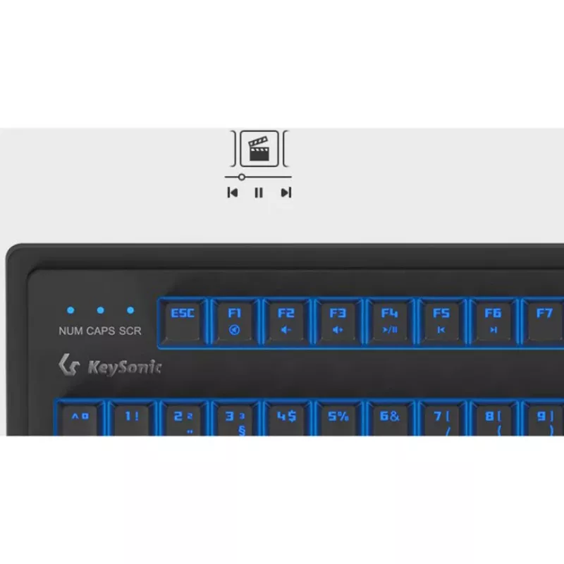 Laidinė mechaninė pilno dydžio klaviatūra KeySonic KSK-8202ELU-T (DE) su USB jungtimi, vokišku išdėstymu, juoda