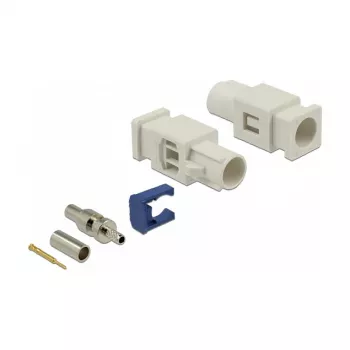 Koaksialinis FAKRA B kištukinis jungtis DELOCK 89756, auksuoti kontaktai, 9,4×25,6×7,4 mm