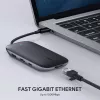 Dokavimo stotelė nešiojamam kompiuteriui AUKEY CB-C71 — 3x USB-C (USB 3.2 Gen1), HDMI, RJ-45, MicroSD, USB PD 100W, 0,15 m laidas, juoda