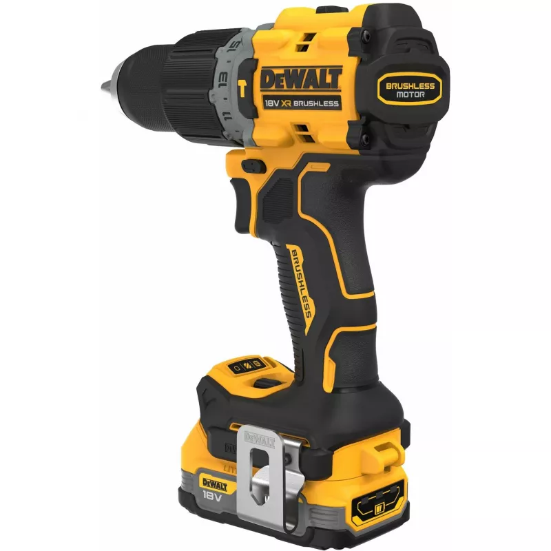 Gręžtuvas su pistoleto rankena DeWALT DCD805E2T-QW, 18V Li-Ion 1.7Ah x2, bešepetėlis, 2000 RPM, 90 Nm, 13 mm griebtuvas