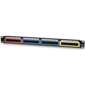 Intellinet Patch Panel, Cat5e, UTP, 24 prievadų, 1U, spalvomis koduotas