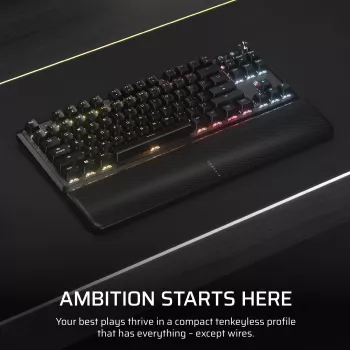 Corsair K70 CORE TKL klaviatūra žaidimams USB + RF belaidis + Bluetooth QWERTZ vokiška juoda