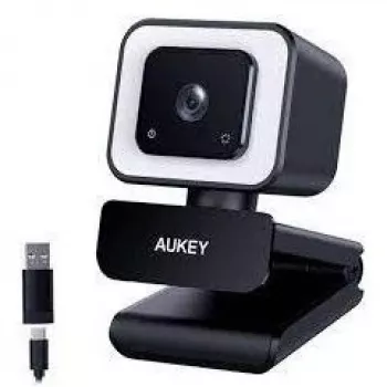 Aukey PC-LM6 Stream Series internetinė kamera su žiedine šviesa, Full HD, 1/3 CMOS jutiklis, juoda