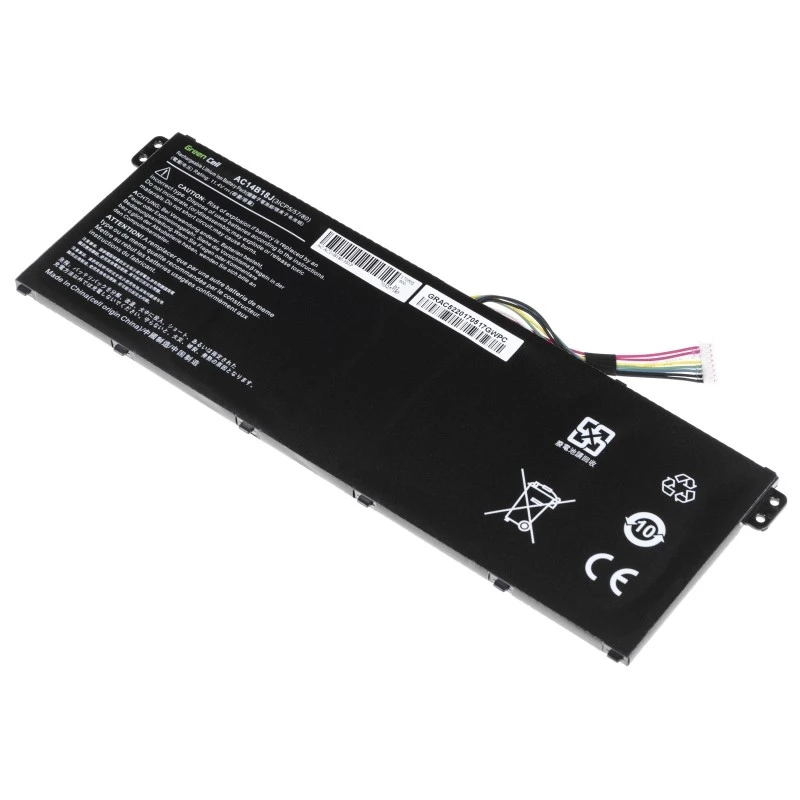 Baterija Green Cell AC52, skirta Acer Aspire E11 ES1-111M ES1-131 E15 ES1-512 Chromebook CB3-111 CB5-311, 11,4V 2200mAh Li-Ion, 3 elementai, juoda