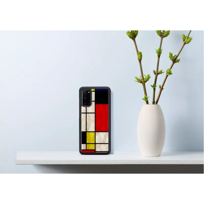 Apsauginis dėklas iKins Samsung Galaxy S20, juodas Mondrian dizainas