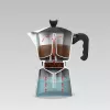 Moka puodas Maestro MR-1666-3-BLACK, rankinis 3 puodelių aliumininis kavos virimo aparatas, 150 ml, juodas