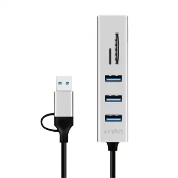 USB 3.0 šakotuvas su USB-A ir USB-C jungtimis, SD/microSD lizdu, 2in1