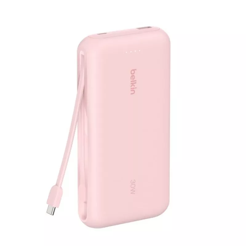 Belkin BPB024HQPK nešiojamas 10 000 mAh power bank su integruotu USB-C laidu, 20 W
