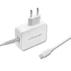 Qoltec 51039 65 W USB-C PD maitinimo adapteris, 5–20,3 V, 2–3,25 A, integruotas USB-C laidas, baltas