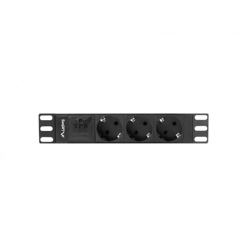 Lanberg PDU-03E-0200-BK maitinimo skirstytuvas (PDU) 3 AC lizdai 1U juodas