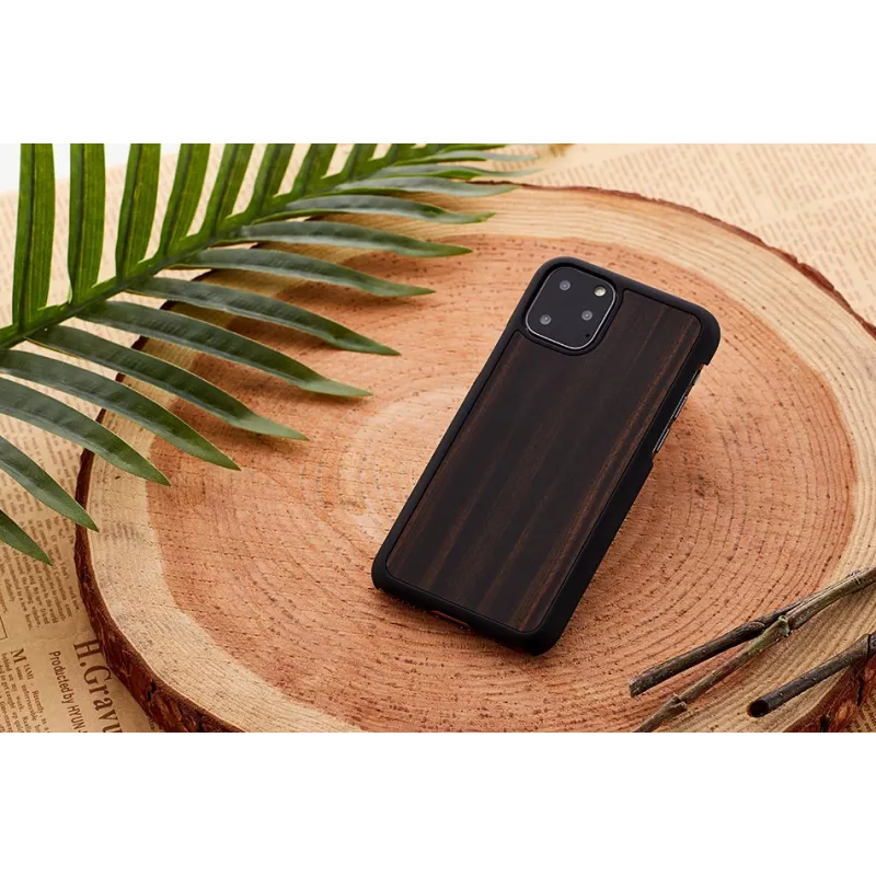 Dėklas iš medžio ir polikarbonato iPhone 11 Pro Max, juodas kaip juodmedis