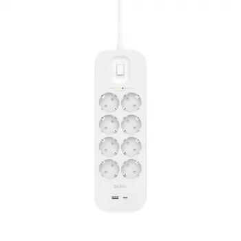 Belkin SurgePlus apsauginis filtras 8x kištukinis lizdas 1xUSB-A 1xUSB-C 900J 2m