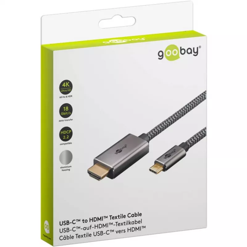 USB pynė adapterio laidas, USB-C kištukas > HDMI kištukas, 4K / 60Hz (juodas/sidabrinis, 2 m)