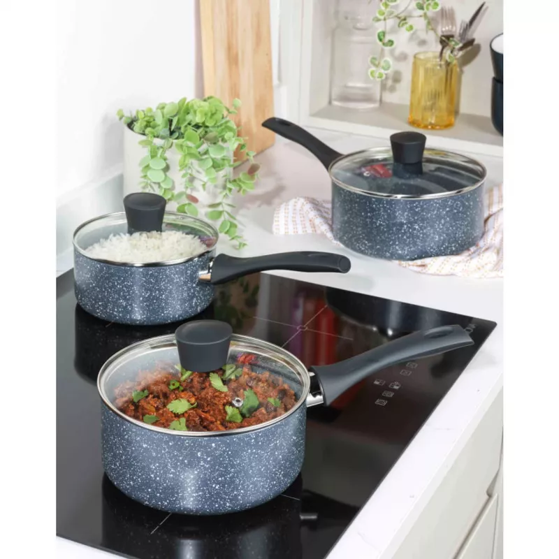 Puodų rinkinys Russell Hobbs Nightfall Stone 3 dalių 16/18/20 cm nelimpanti danga