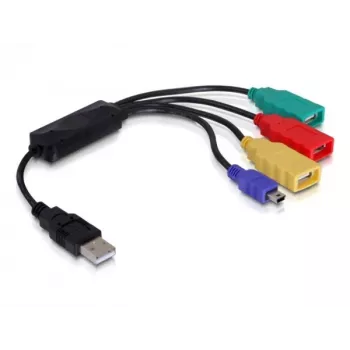 DeLock USB 2.0 išorinis 4 prievadų kabelinis USB šakotuvas - šakotuvas - 4 x USB 2.0 - stalinis (61724)