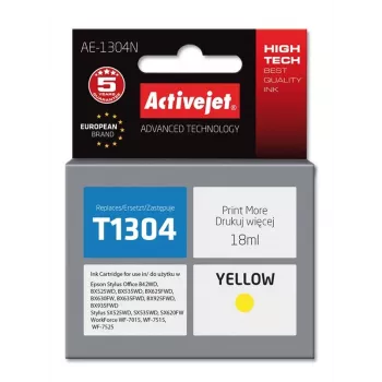 Kasetė ActiveJet AE-1304N geltona suderinama su Epson, didelės talpos (XL), 18 ml dažų
