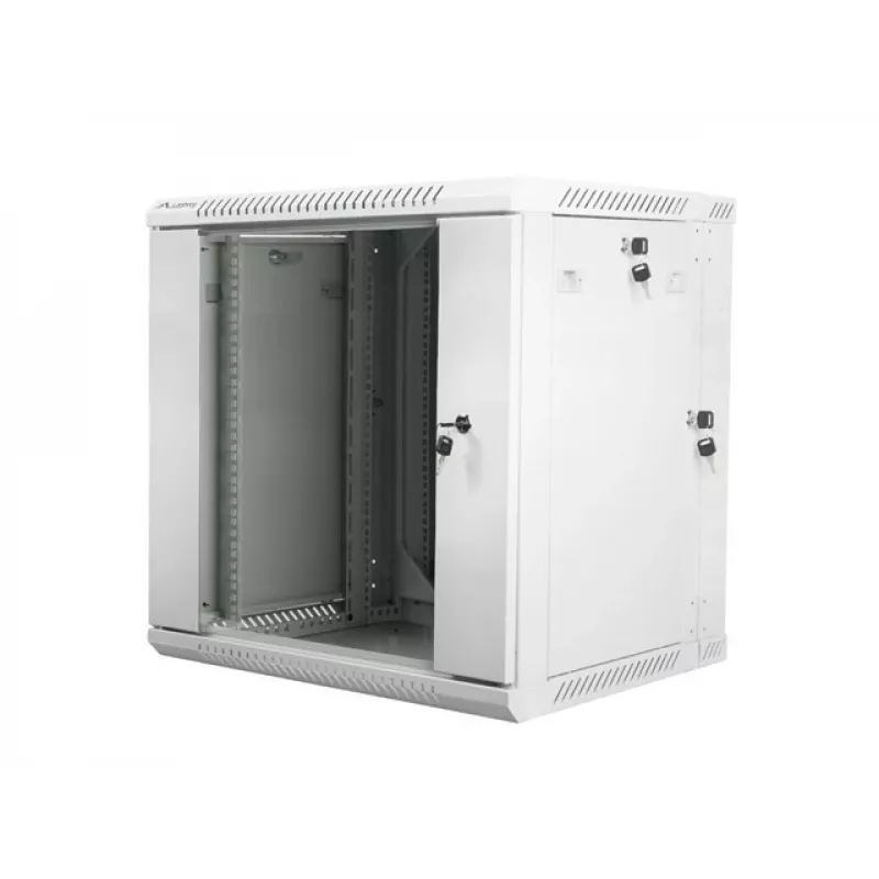 Dviejų sekcijų sieninis 19 inch 12U 600x600 pilkas LANBERG spintos korpusas (plokščioje pakuotėje)