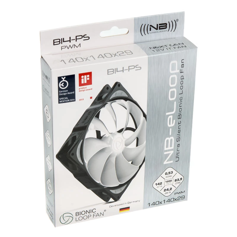 Korpuso ventiliatorius NoiseBlocker NB-eLoop B14-PS 140mm PWM, modelis ITR-B14-PS