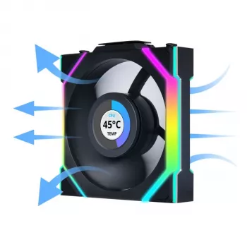 Ventiliatorius Lian Li UNI FAN SL Wireless LCD 120 12 cm juodas 31 dB 51,45 cfm