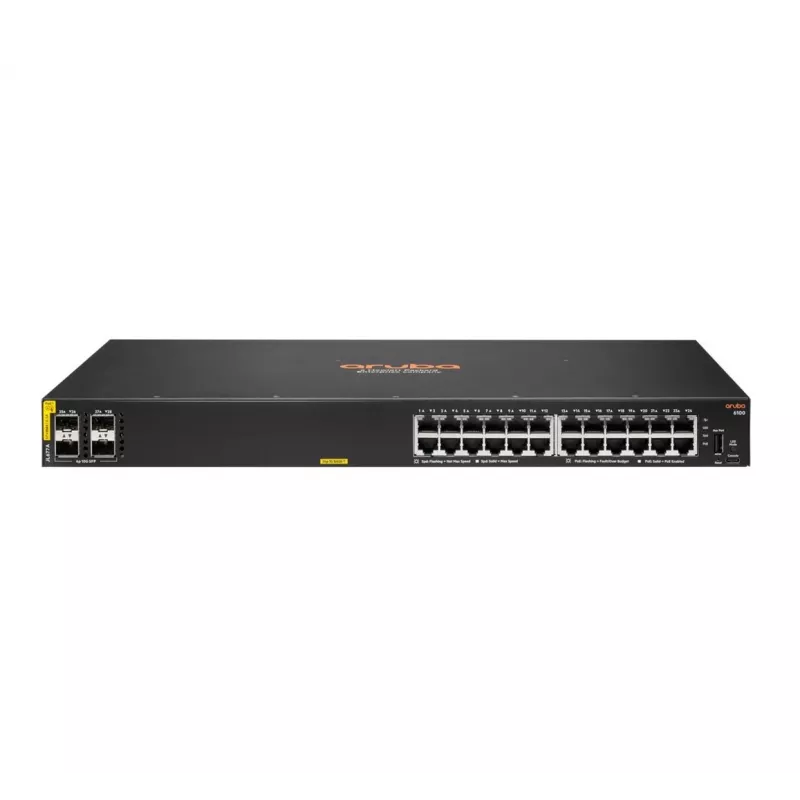HPE Aruba Networking CX 6100 24G Class4 PoE 4SFP+ 370W valdomas L3 gigabaitinis Ethernet (10/100/1000) maitinimas per Ethernet (PoE) 1U juodas