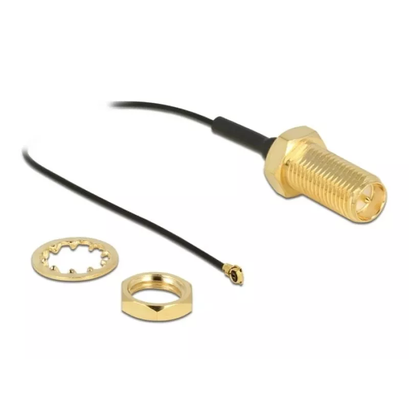 Anteninis kabelis DeLOCK RP-SMA lizdas (bulkhead) į I-PEX MHF 4 kištuką 0,81 mm 35 cm