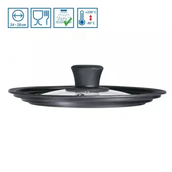 Hama 111545 stiklinis dangtis su silikoniniu apvadu juodas, permatomas